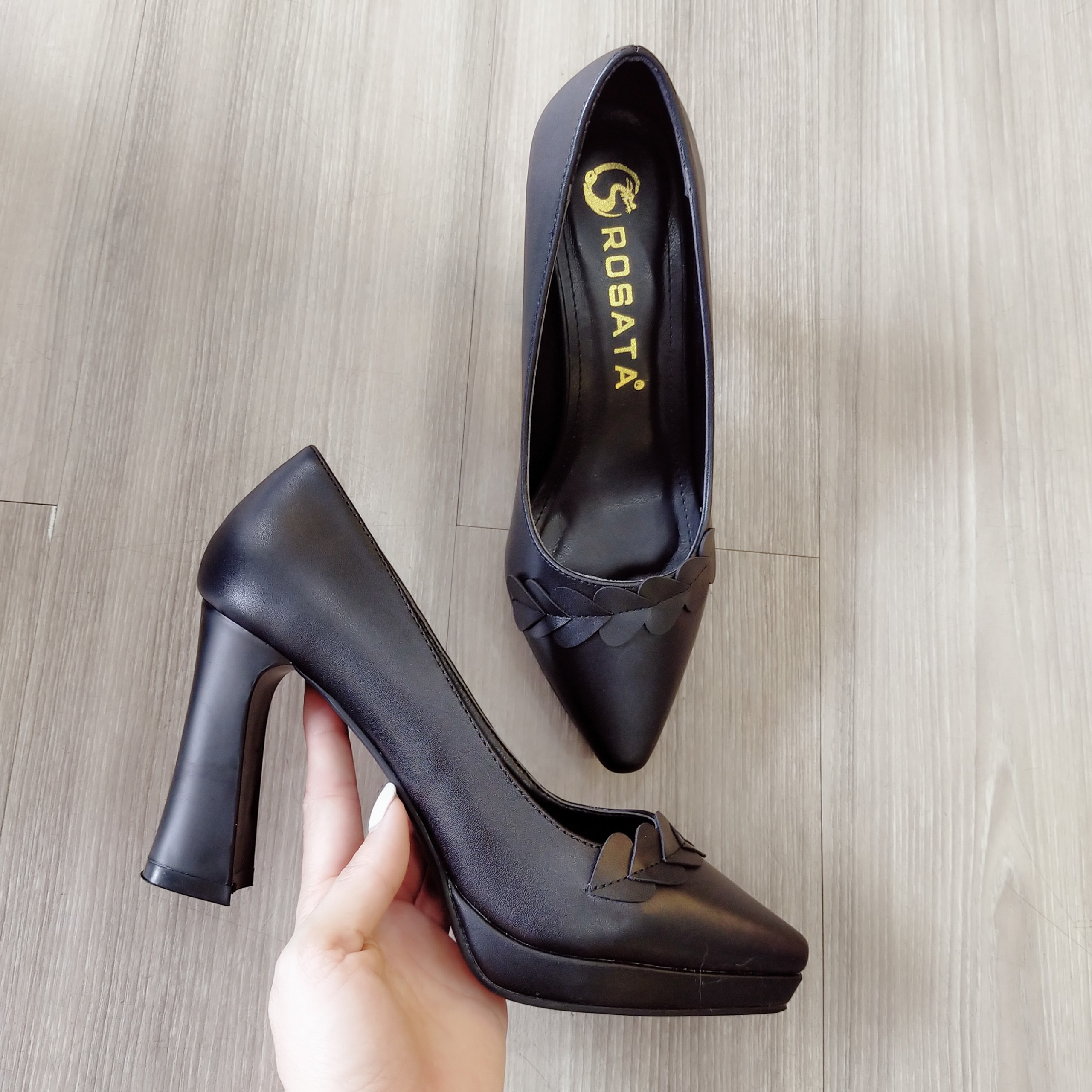 Giày cao gót nữ da lì cao cấp ROSATA RO441 - 8p - Đen, Đỏ, Kem - HÀNG VIỆT NAM - BKSTORE