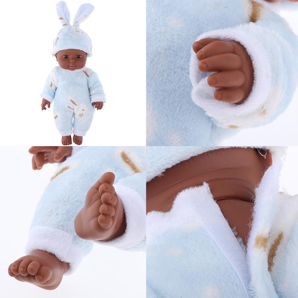 30cm Búp Bê Tái Sinh Người Mỹ Gốc Phi Full Vinyl Quà Tặng Cho Trẻ Sơ Sinh Màu Xanh