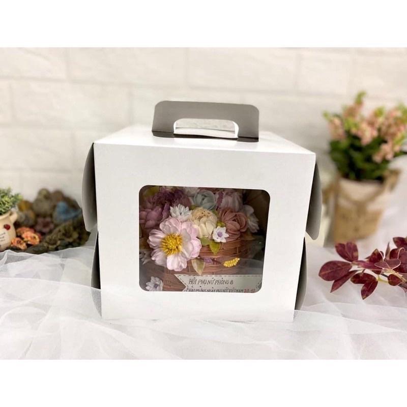 Hộp đựng bánh gato, bánh sinh nhật có quay xách 17x17x15cm ( kèm đế)