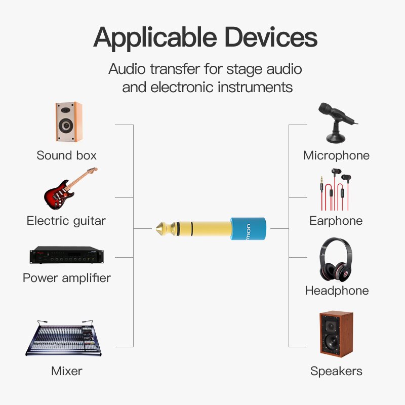 Đầu chuyển Audio 6.5mm (M) sang 3.5mm (F) Vention VAB-S01-L - Hàng chính hãng