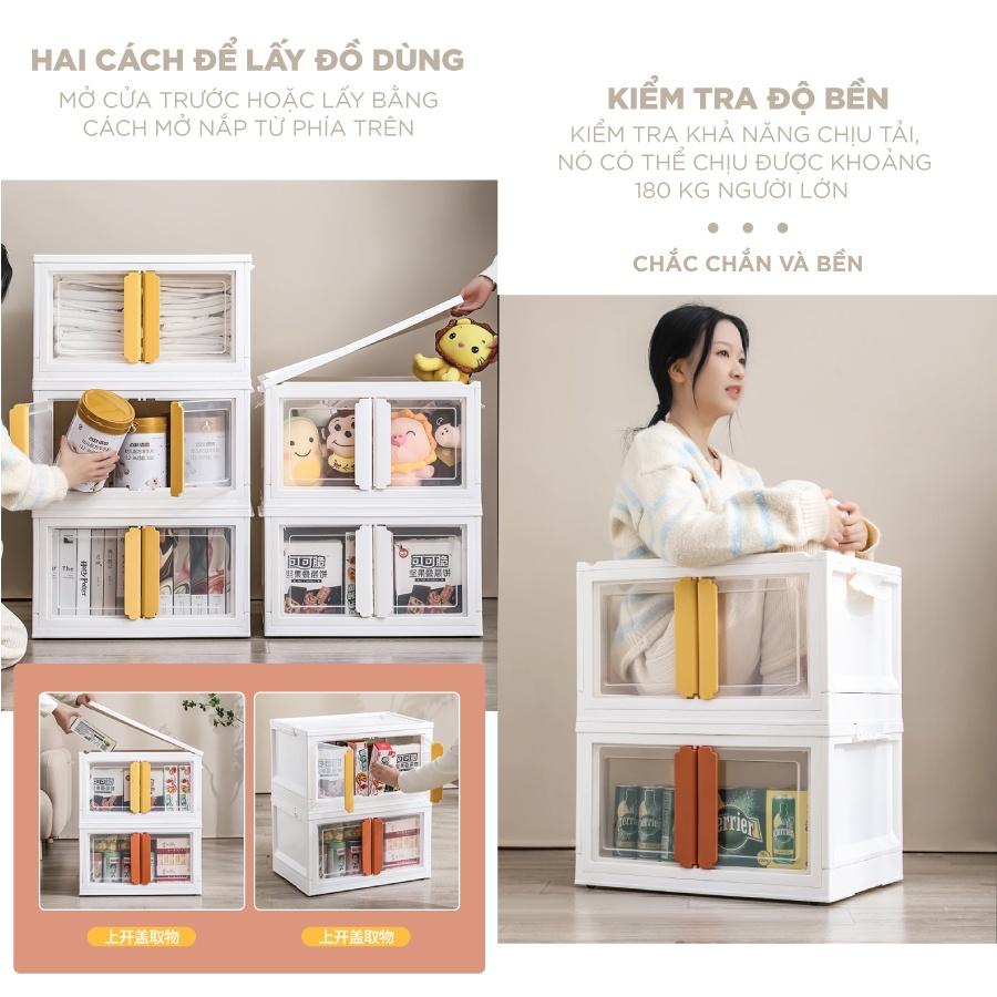 Tủ nhựa đựng đồ bảo quản quần áo - đồ chơi trẻ em - sách vở có cánh cửa - 40L và 56L - dễ dàng xếp chồng lên nhau