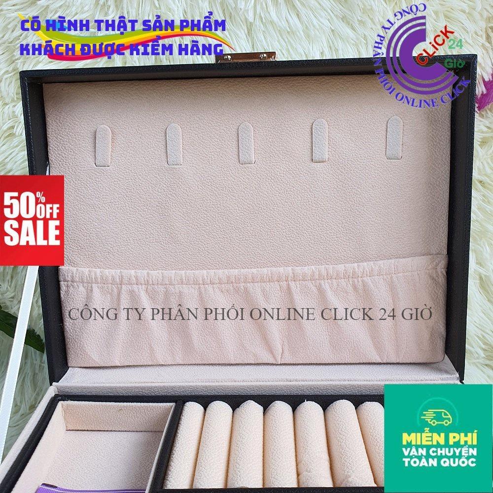 Hộp Đựng Trang Sức Phụ Kiện Bọc Da Hai Tầng Có Khóa – Hộp Cất Nữ Trang - Hàng Cao Cấp