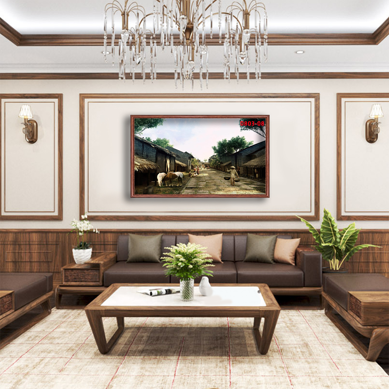 D803 01 Tranh kính Phố cổ Hà Nội