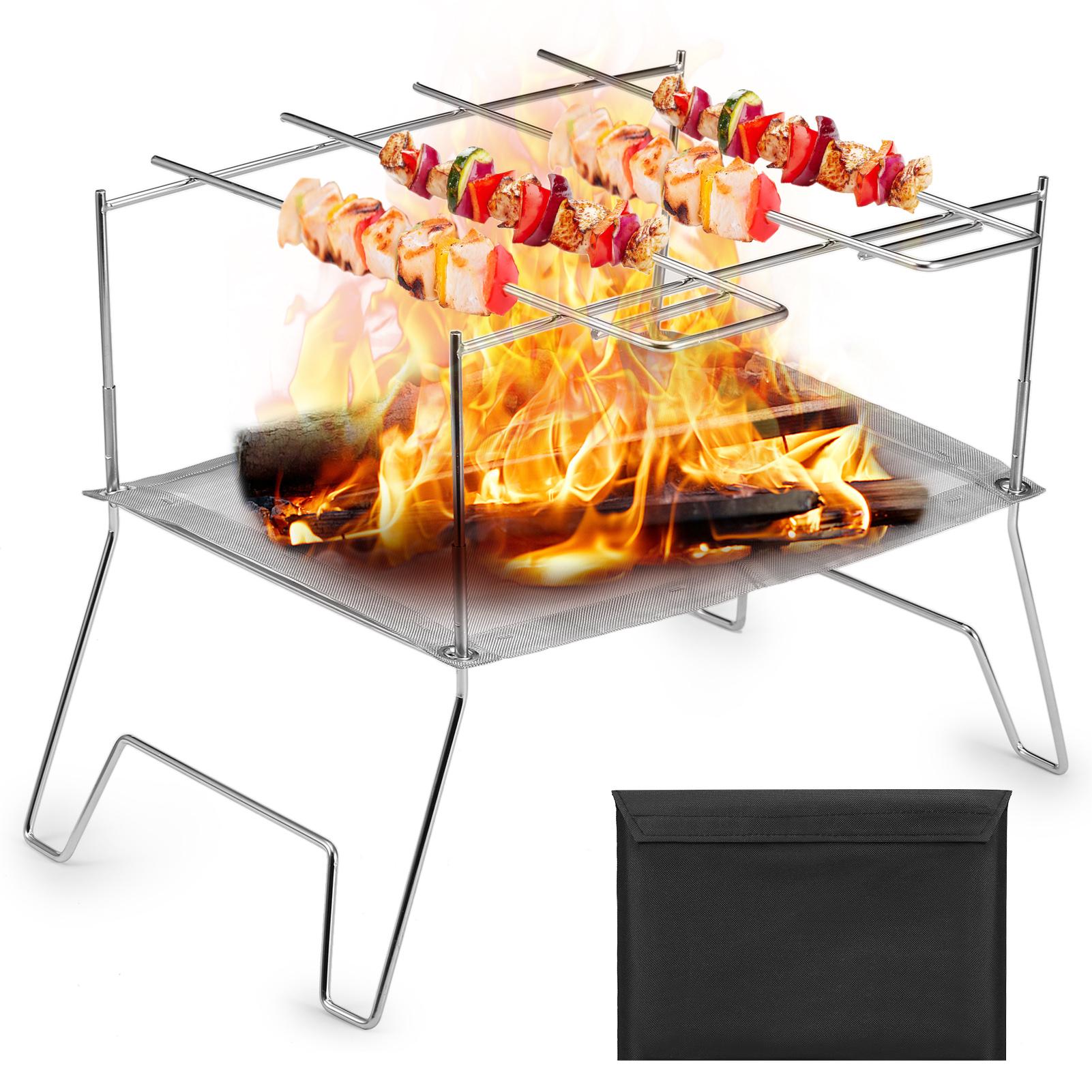 Bếp củi mini bằng thép không gỉ, có thể gập lại được, đi du lịch, cắm trại, dã ngoại