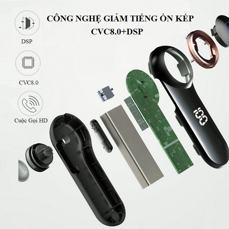 Tai Nghe Bluetooth 5.1 Móc Tai K7/K7D (Công nghệ chống ồn kép CVC8.0+DSP- chống mồ hôi và chống bụi hiệu quả)