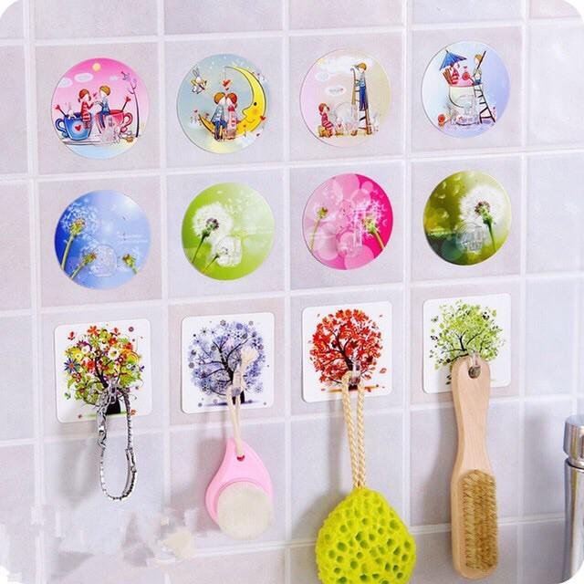 Móc Dán Tường Họa Tiết Xinh Xinh Siêu Chắc Chắn, Móc Dán Tường Chịu Lực 3D