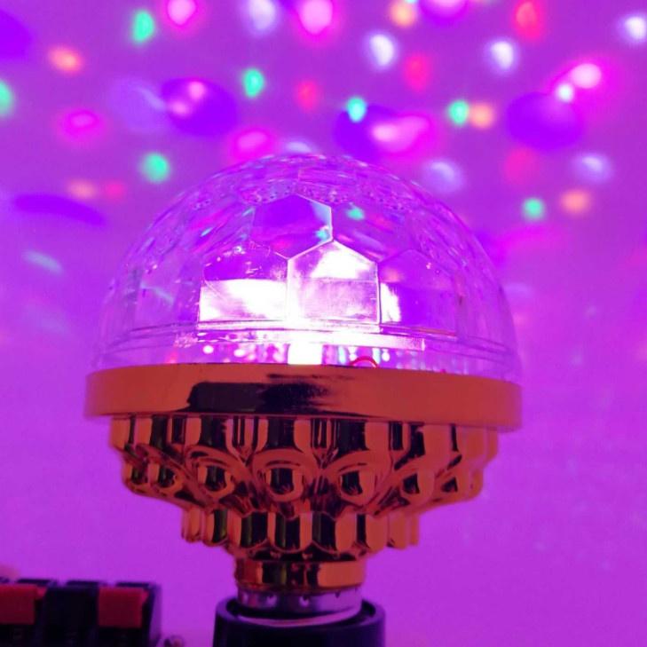 Đèn cầu xoay mini Ánh Sáng 7 màu quẩy theo điệu nhạc nhạc sử dụng đui xoáy E27