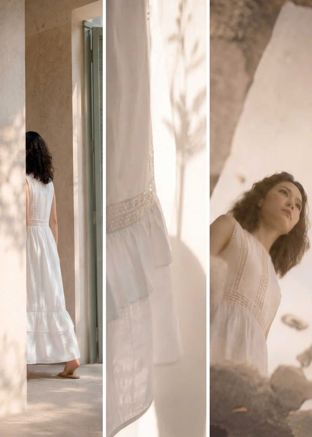 Đầm Maxi Phối Ren Linen Trắng Minh Duyên Dre237 Thời trang Hity