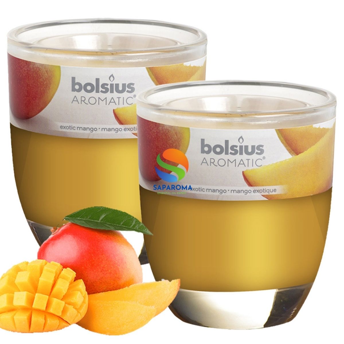Combo 2 ly nến thơm tinh dầu Bolsius Exotic Mango 105g - hương xoài rừng, nến trang trí, thơm phòng, thư giãn, Hỗ trợ khử mùi