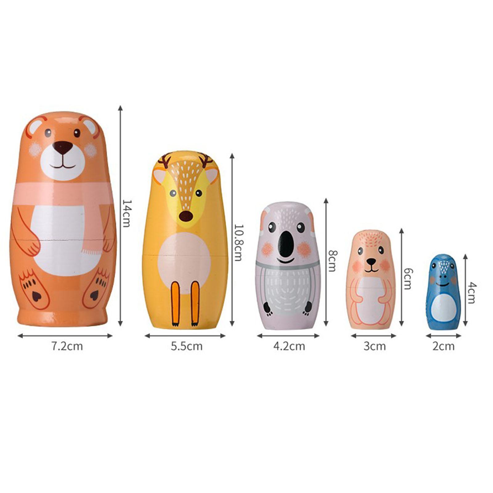 5Pcs Russian Nesting Doll Wooden Nesting Doll Handmade for Home Tabletop