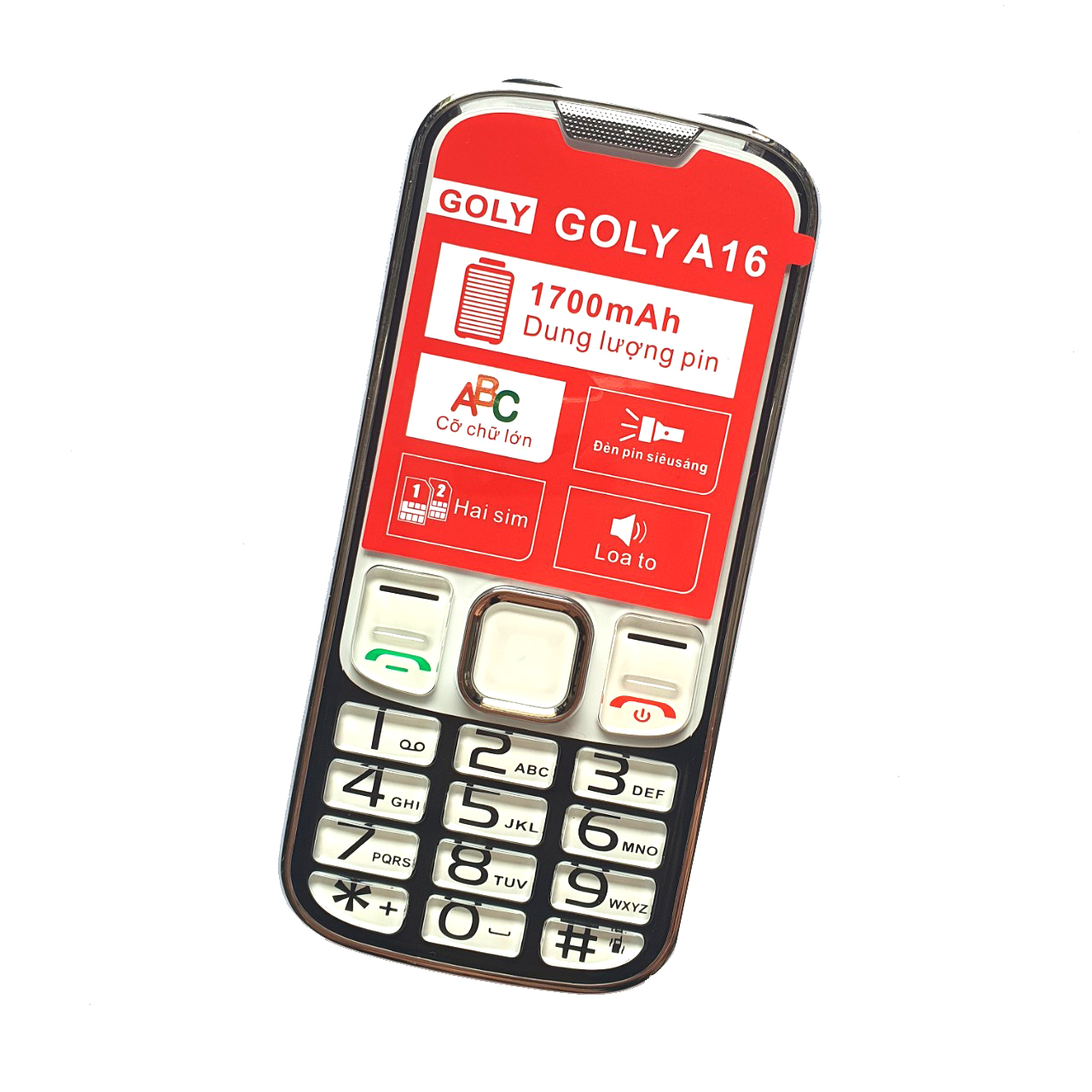 Điện thoại Goly A16 - Dành cho người già , Phím to , Loa to - Hàng chính hãng