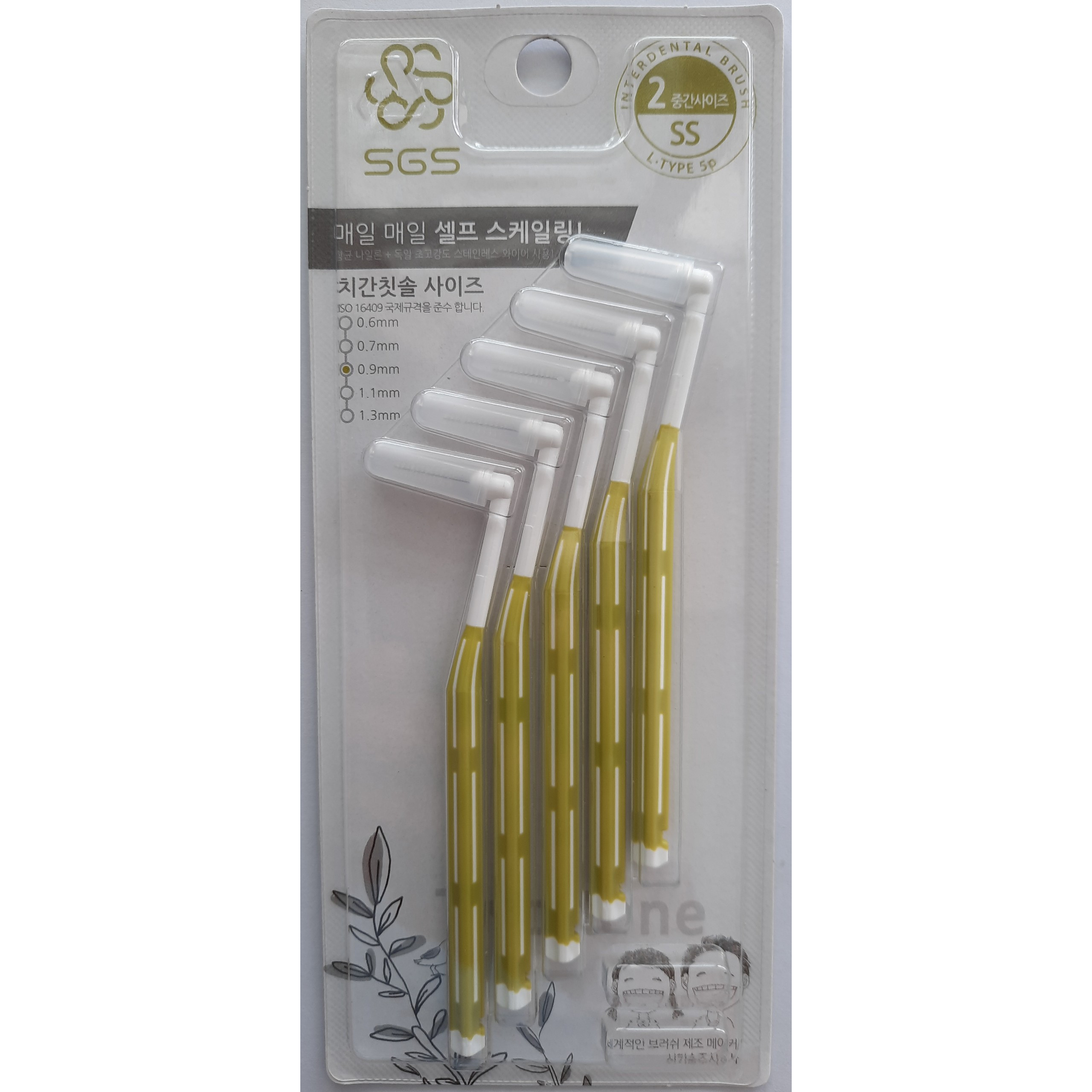 Bàn chải kẽ răng SGS loại L 5cái/vỉ nhập khẩu Hàn Quốc