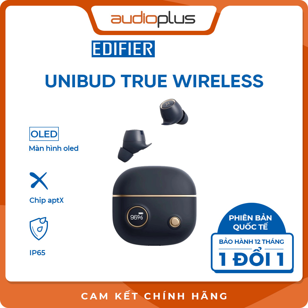 EDIFIER UNIBUD Tai nghe bluetooth có màn hình OLED - Thiết kế cổ điển - Chất âm ấn tượng - Hỗ trợ AAC, AptX - Bản quốc tế - Hàng chính hãng