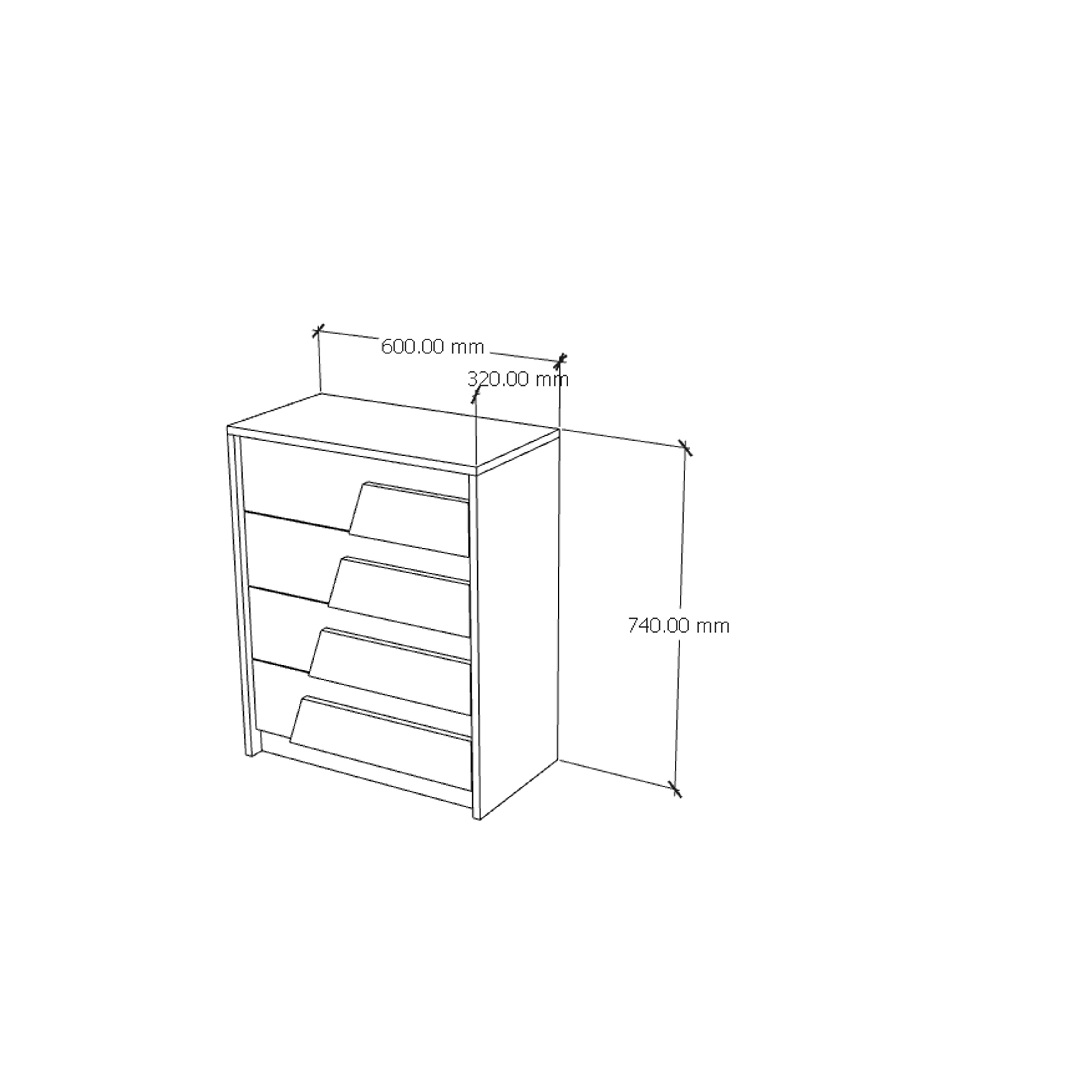 [Happy Home Furniture] PONIX, Tủ lưu trữ 4 ngăn kéo, 60cm x 32cm x 74cm ( DxRxC), THK_112