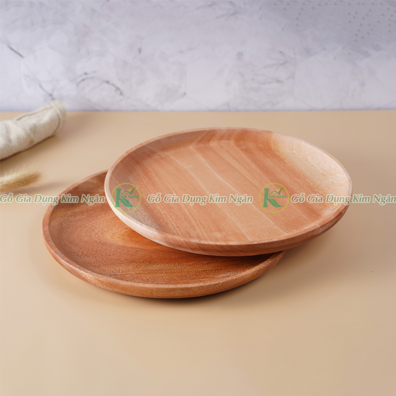 Dĩa gỗ tròn đựng thức ăn, dĩa đựng bánh, dĩa decor món ăn theo phong cách hiện đại - Gỗ Kim Ngân
