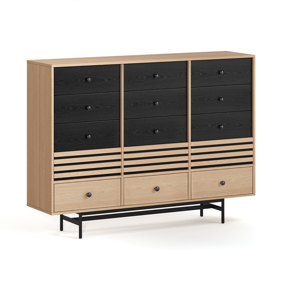 CHOCHU, Tủ lưu trữ, Tủ đựng đồ DRA348, 160x40x118cm - Đen Sồi 86 - MDF Thường