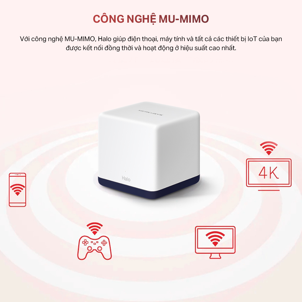 Hệ Thống Wifi Mesh Mercusys Halo H50G Dành Cho Gia Đình Chuẩn AC1900 - Hàng Chính Hãng
