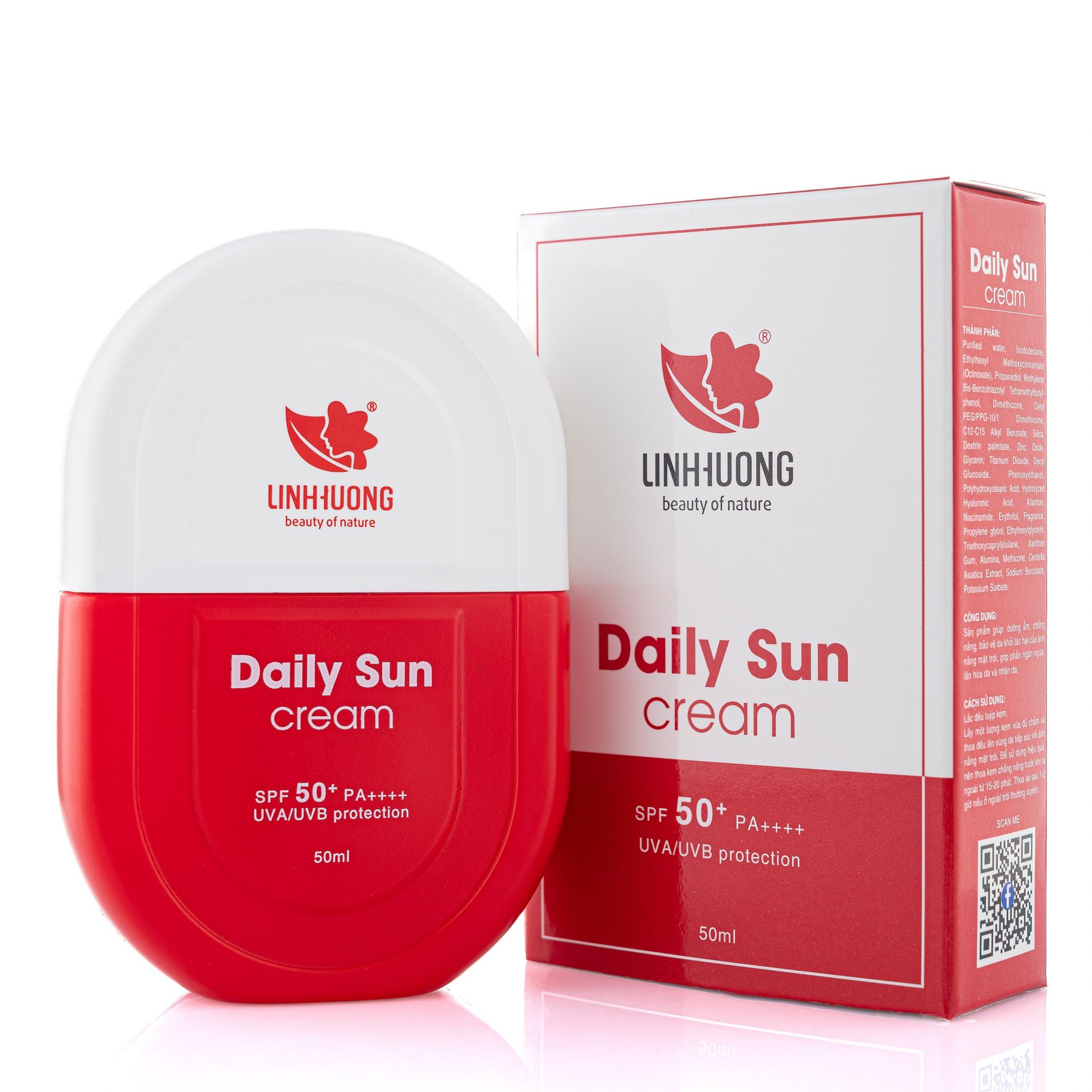 Sữa Chống Nắng Daily Sun Cream Linh Hương Beauty Of Nature SPF50+ PA+++ quang phổ rộng kem chống nắng dạng sữa lai vật lí hóa học dưỡng trắng chống nắng cho da 50ml