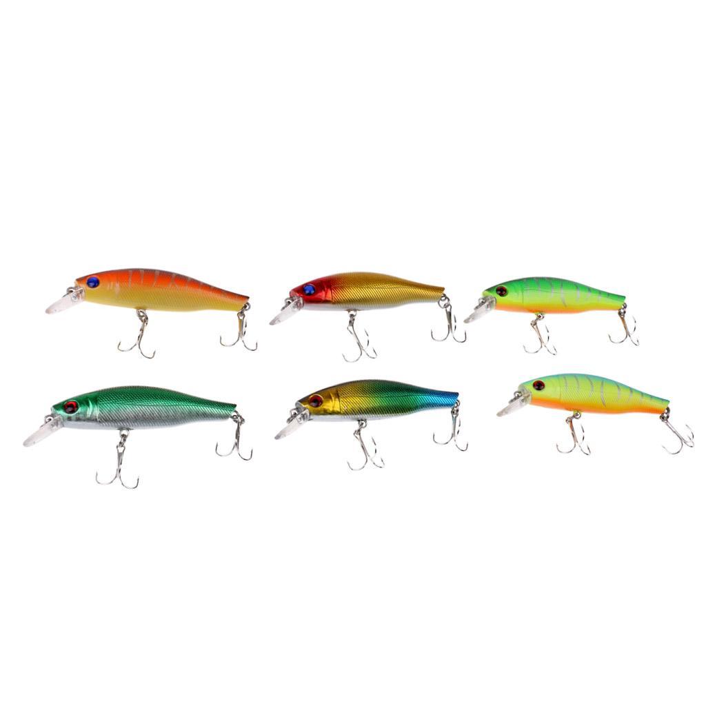 6 Pieces 8cm Fishing Lure Hard Bait Fish Minnow Artificial Baits Fishing Wobbler Lures Crankbait with VMC Hooks Fishing Equipment