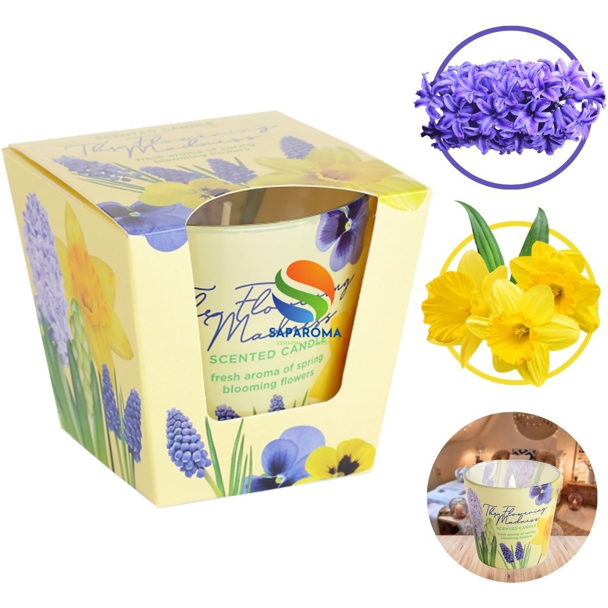 Ly nến thơm tinh dầu Bartek Flowering Madness 115g QT9687 - hoa dạ lan hương, nến trang trí, thơm phòng, thư giãn, hỗ trợ khử mùi