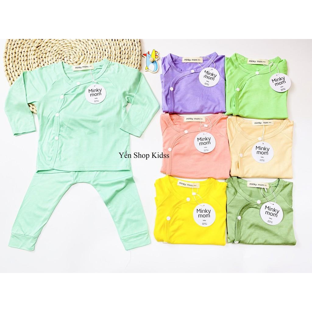 Bộ Dài Tay Minky Mom Cài Lệch Sơ Sinh Cho Bé Yêu