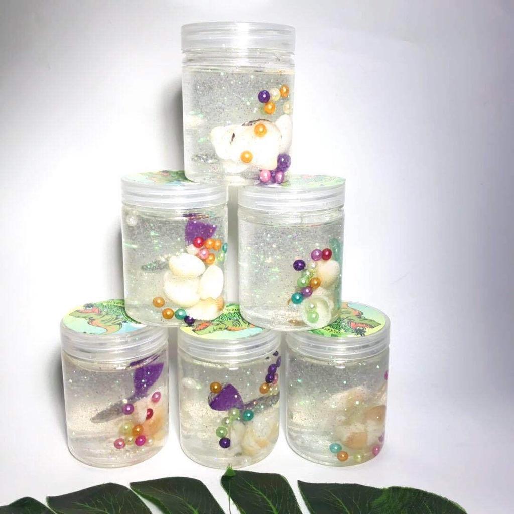 CLEAR Slime dẻo bóng mềm mịn charm vỏ sò NG0C TRAI màu cực đẹp Đồ chơi hũ slam chất nhờn ma quái squishy