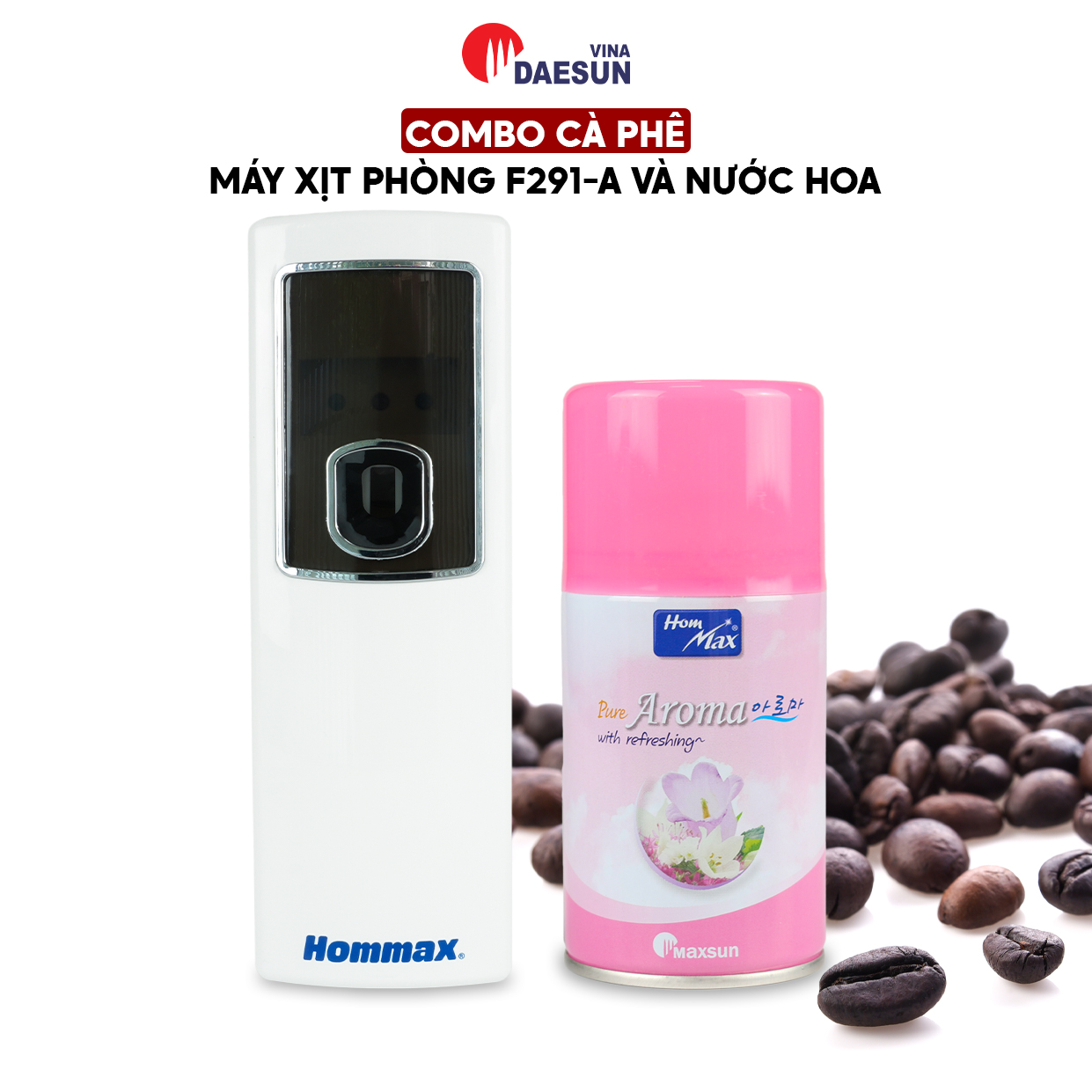 [COMBO] Máy Xịt Phòng Tự Động Hommax F291-A và Nước Hoa Aroma - 4 Chế Độ Hẹn Giờ | Cảm Biến Ánh Sáng | 3 Chế Độ Xịt | Hàng Chính Hãng