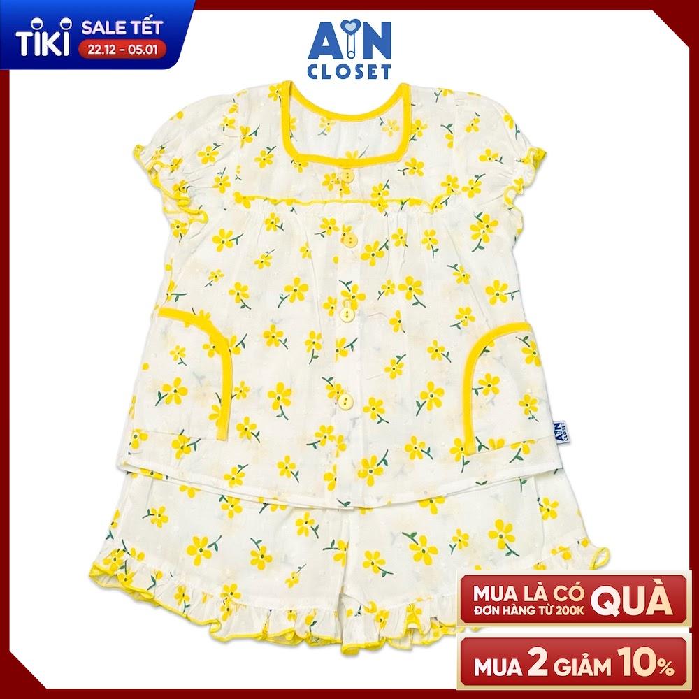 Bộ quần áo ngắn bé gái họa tiết Hoa vàng cotton hạt - AICDBGL8XPRL - AIN Closet