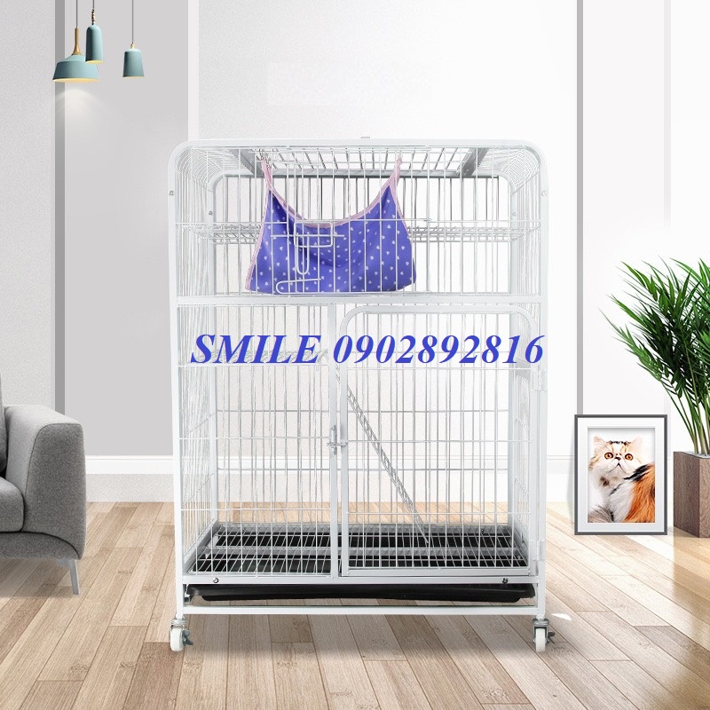 Chuồng Mèo Nan Ống Cao Cấp 1m1 - Chuồng Lớn - Màu Trắng, Đen