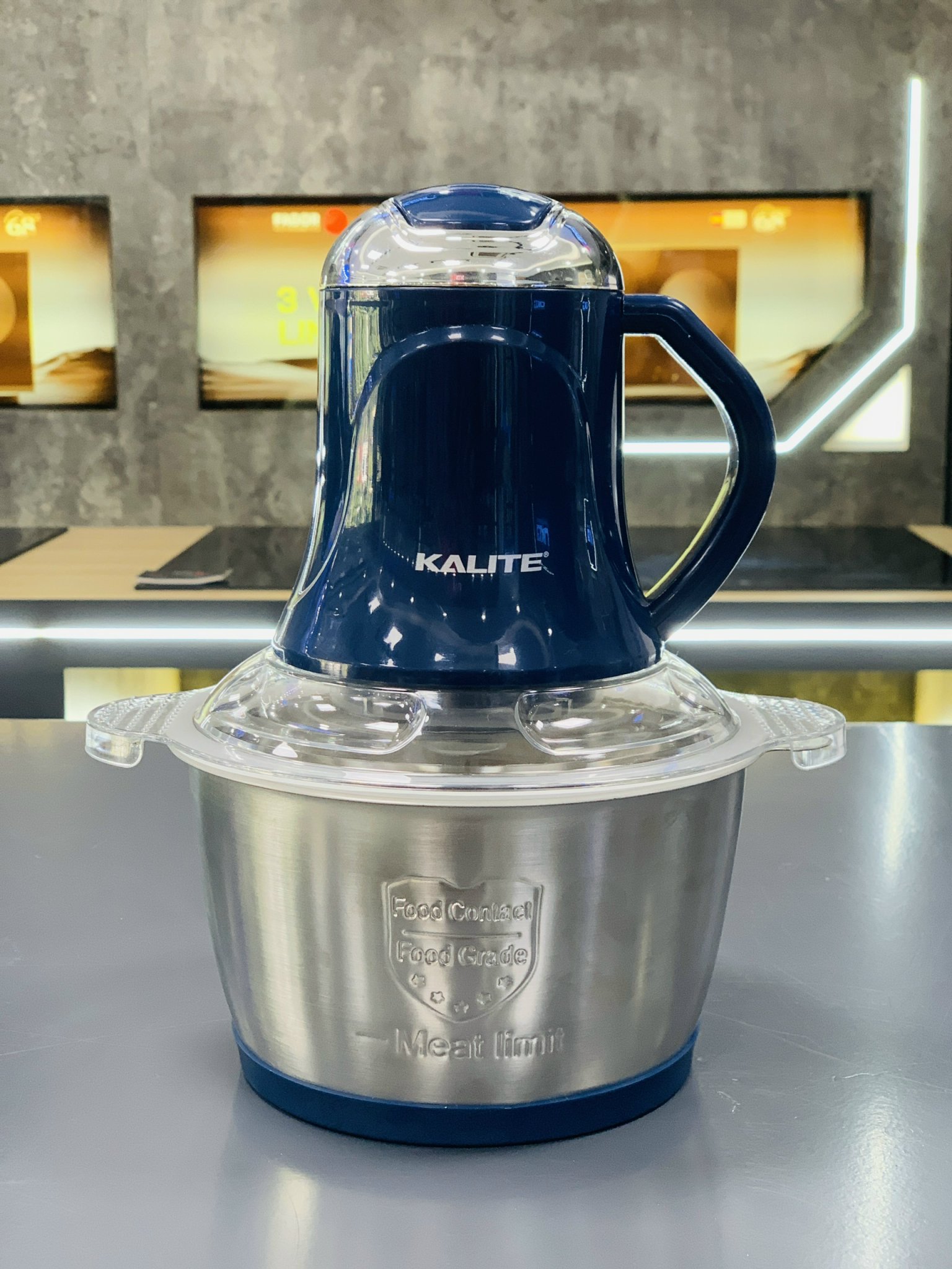 Máy Xay Thịt 2 Cối inox &amp; Thủy Tinh Kalite KM355 (Model 2024) Đa năng, 2.0L - Công Suất 300W, Kèm Dụng Cụ Bóc Tỏi- Hàng Chính Hãng