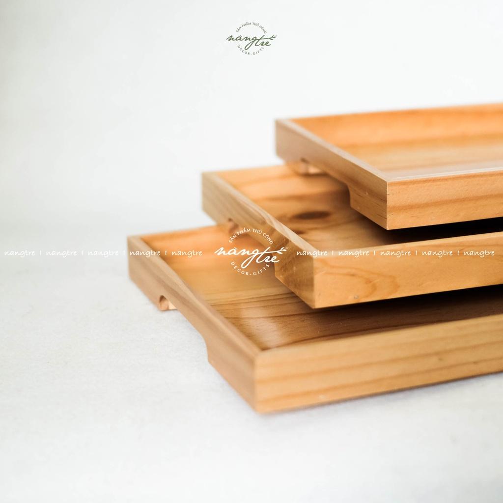 Khay gỗ hiện đại, Khay chữ nhật tay cầm trong