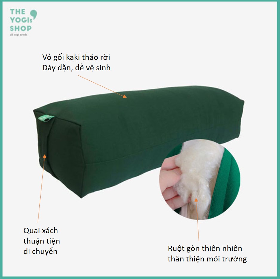 Gối yoga phục hồi hỗ trợ cơ thể The Yogis' Shop Chất liệu gòn thiên nhiên - Hình chữ nhật