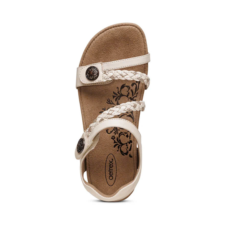 Giày sandal da sức khoẻ nữ Aetrex Jillian Ivory