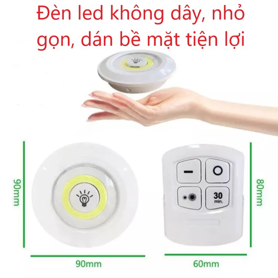 Hình ảnh Bộ 3 Đèn LED chiếu sáng không dây - Dán tường, 2 chế độ sáng, có điều khiển từ xa, dùng pin