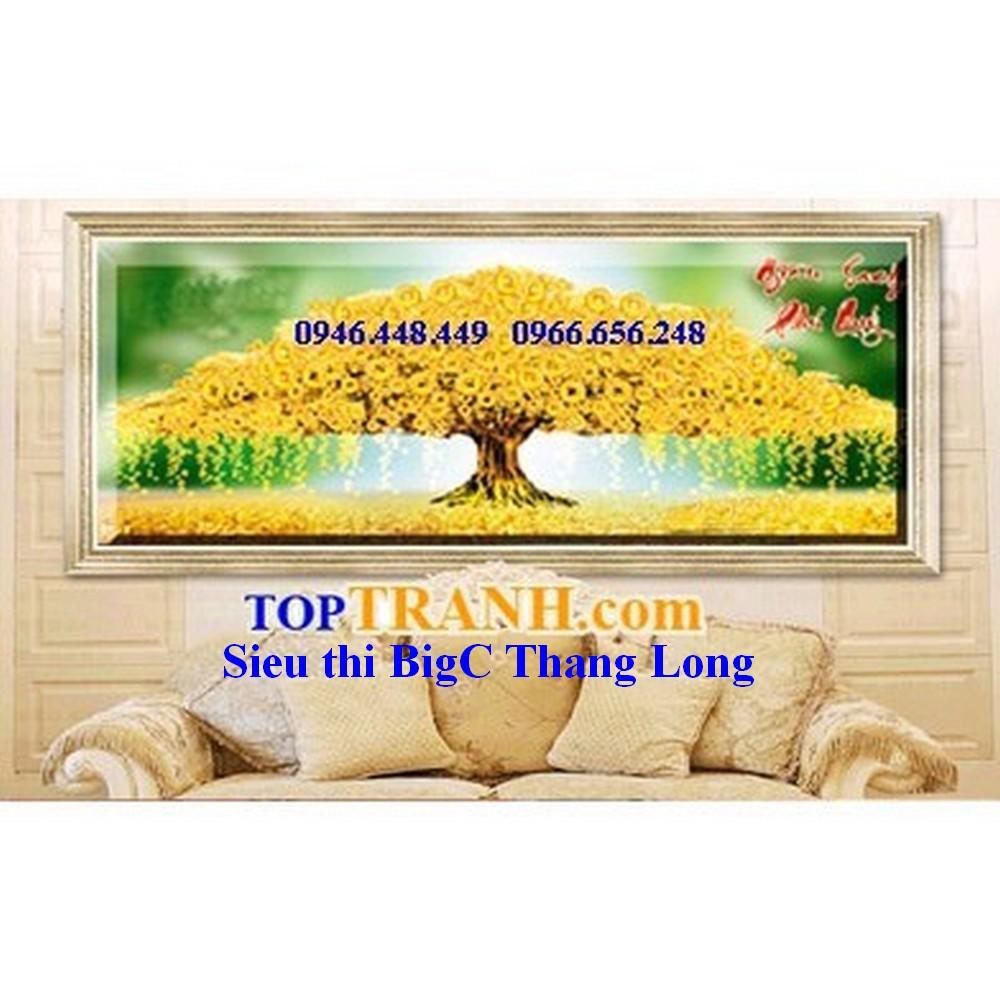 Tranh thêu chữ thập cây tài lộc cây tiền vàng giàu sang phú quý 88811 chưa thêu