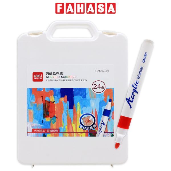 Hộp 24 Bút Màu Acrylic Marker 1 Đầu - Deli HM912-24