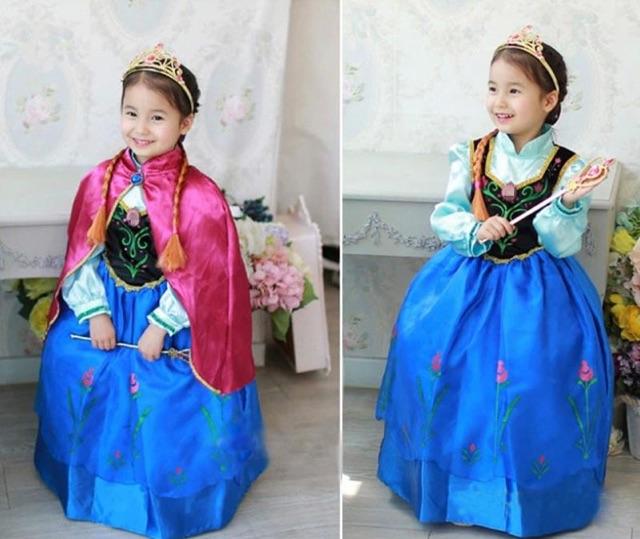 Đồ hoá trang Halloween cho bé gái - Đầm công chúa Anna Elsa Frozen dài tay dễ thương cho bé gái