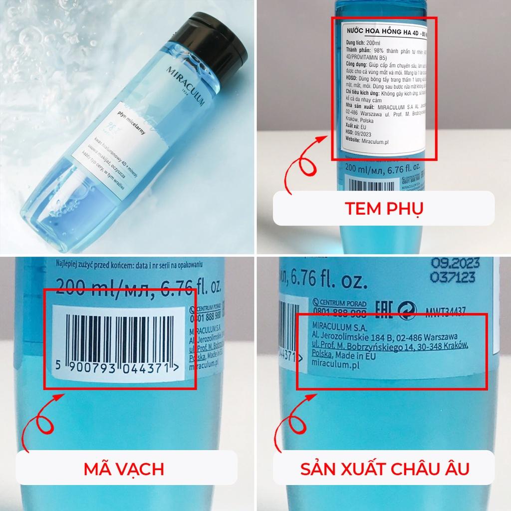 Nước Tẩy Trang MIRACULUM HA 4D Làm Sạch Sâu Cân Bằng Độ PH Dưỡng Ẩm Phục Hồi Làn Da Hư Tổn 200ml