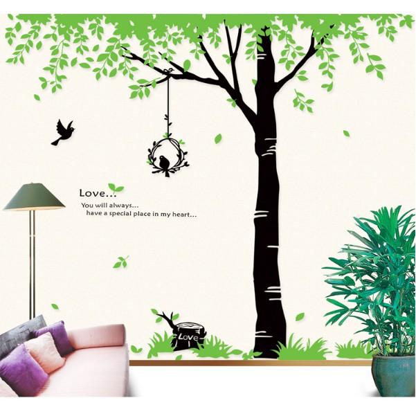 Decal trang trí tường - Cây xanh vòng nguyệt quế lớn LOVE...