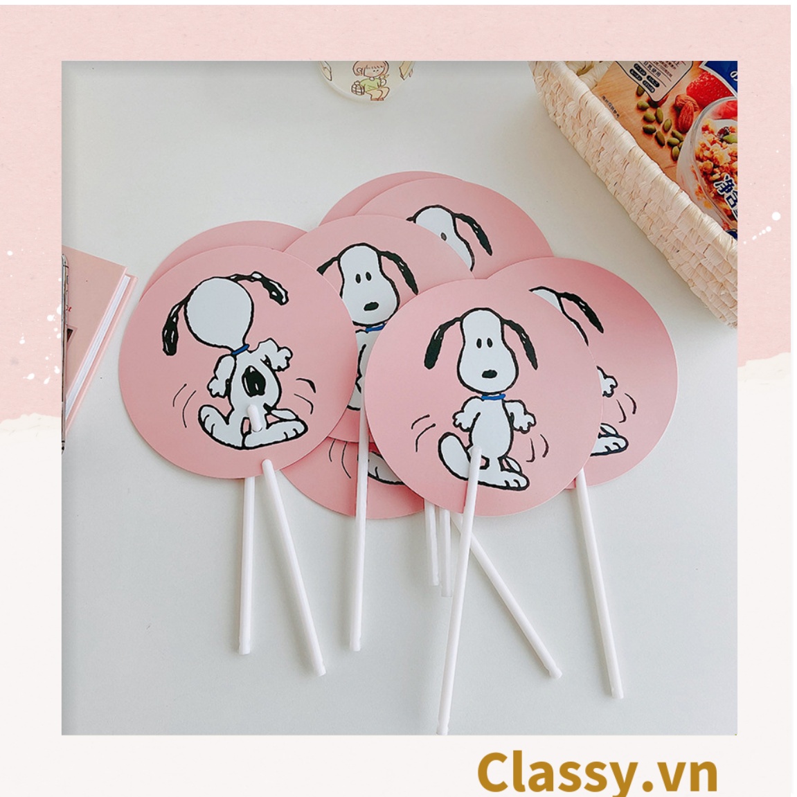 Classy Quạt nhựa tròn cầm tay, quạt tiện lợi cho mùa hè PK1497
