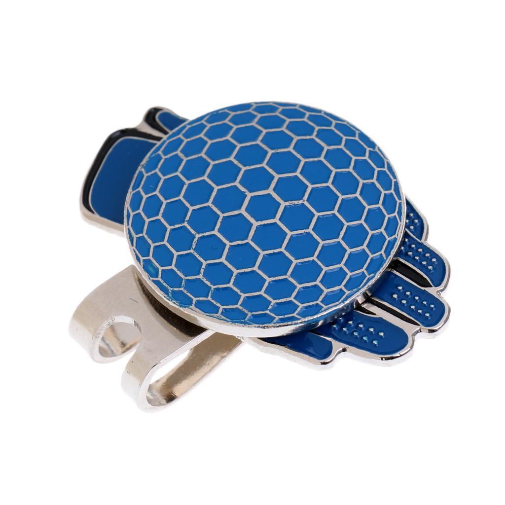 2 Pcs Novelty Glove Pattern Golf Hat Clip w/ Magnetic Ball Marker