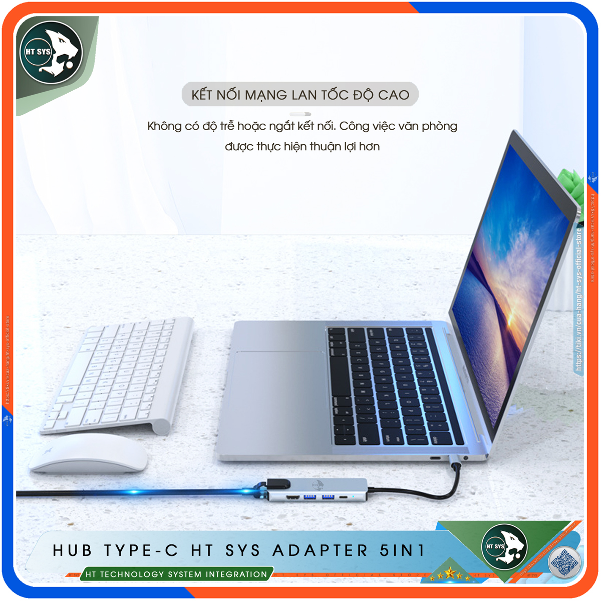 Hub Type C HT SYS 5in1 - Hub Chuyển Đổi USB Type-C To HDMI Chuẩn HDTV - Cổng Mạng Lan / HDMI 4K / USB 3.0 / Sạc Nhanh Type C PD - Kết Nối Nhiều Thiết Bị Với Tốc Độ Cao - Dành Cho MacBook / Tivi / Laptop / PC / Máy Tính Bảng / Smartphone – Hàng Chính Hãng