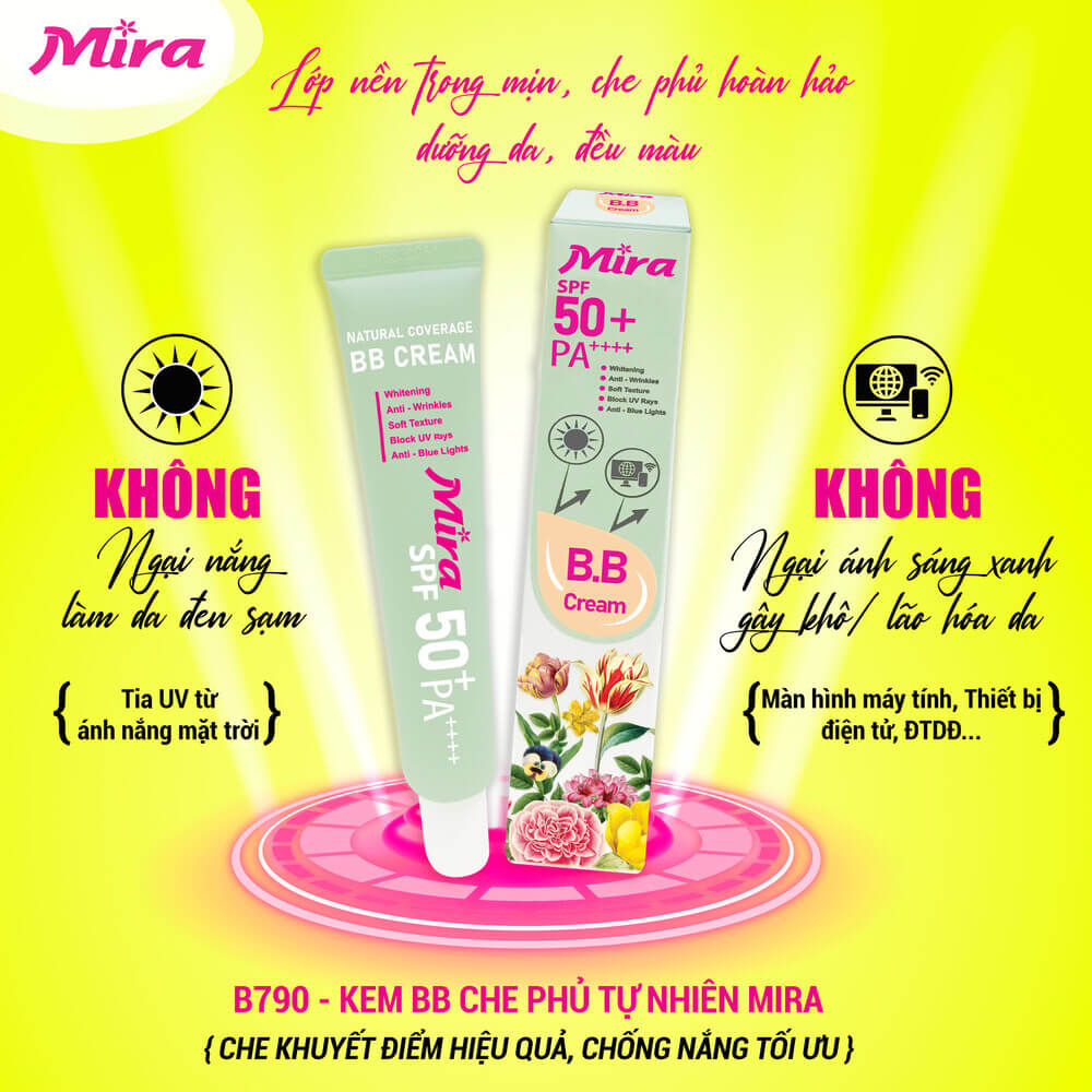 Kem BB MIRA NATURAL COVERAGE BB CREAM SPF50+ che phủ tự nhiên B790