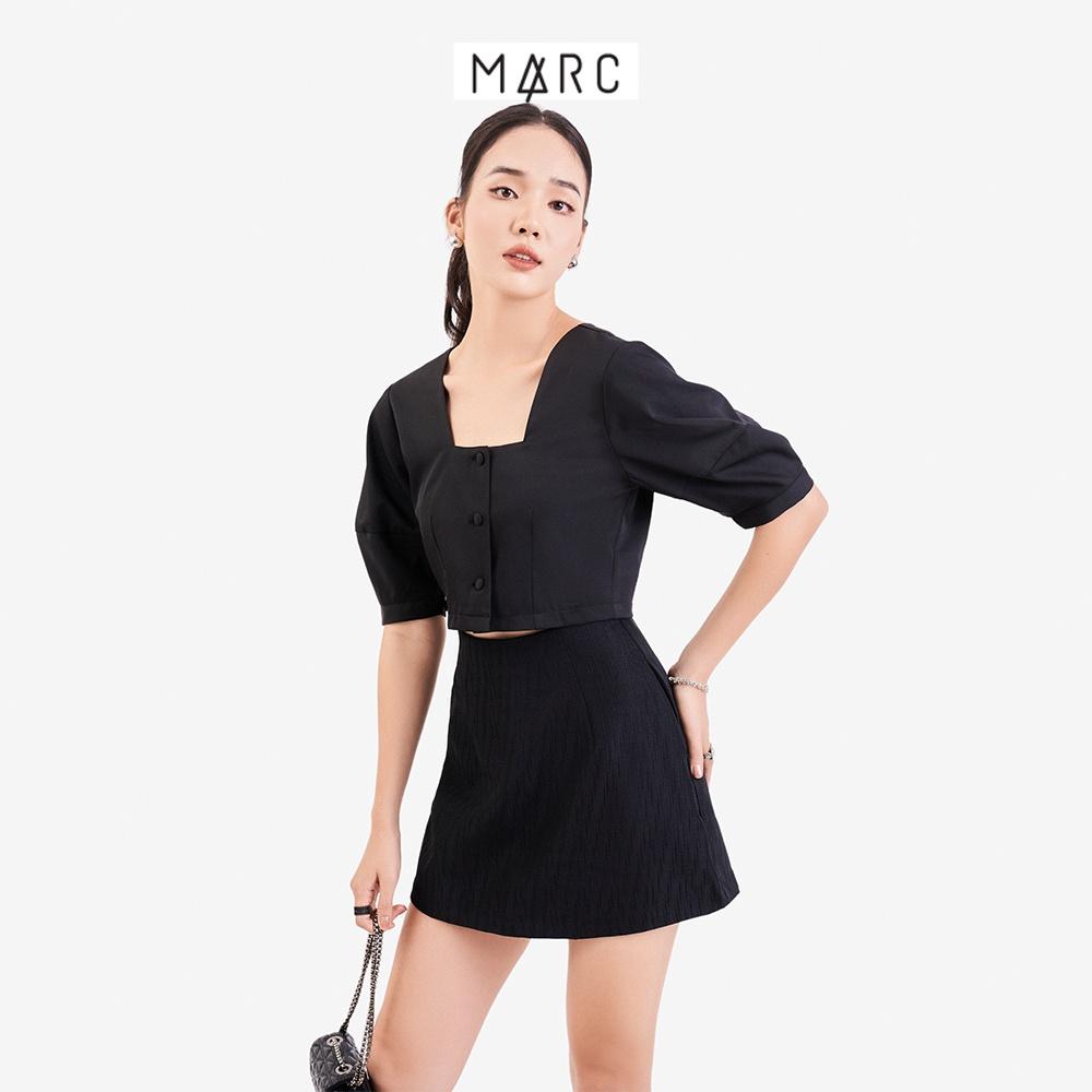 Áo kiểu croptop cổ vuông nữ MARC FASHION tay phồng cài nút CBNH080422