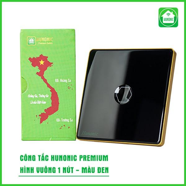 Công Tắc Hunonic Premium Mặt Vuông Viền Vàng Kết Nối Qua Bộ Điều Khiển Trung Tâm Home Server [Hàng Chính Hãng