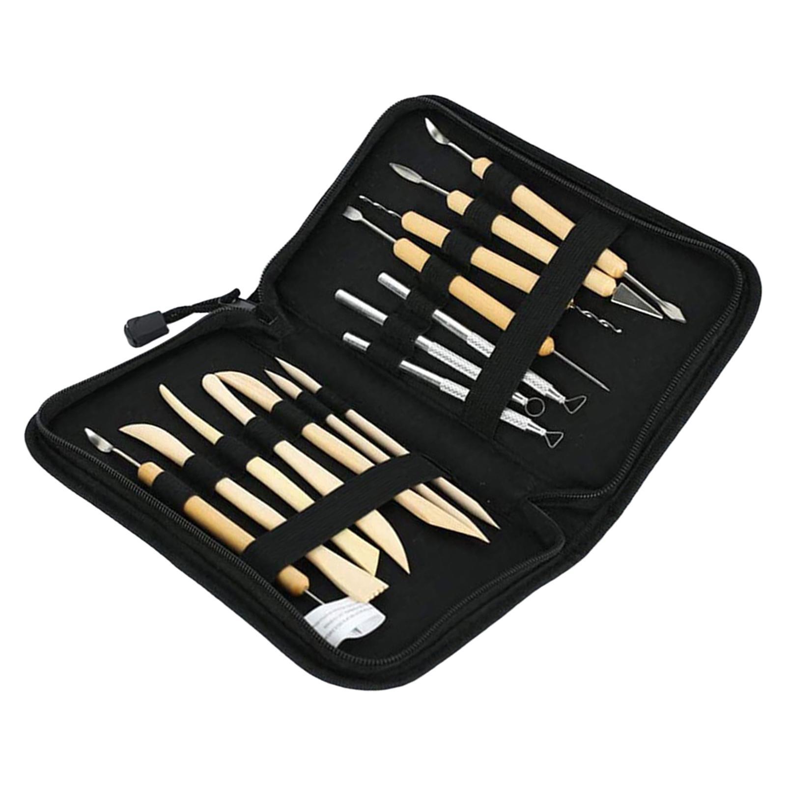 14x Polymer Clay Tools Clay Carving Tool Set with Carrying Case Clay Sculpting Tools Pottery Carving Tool Set for Carving Modeling Drawing