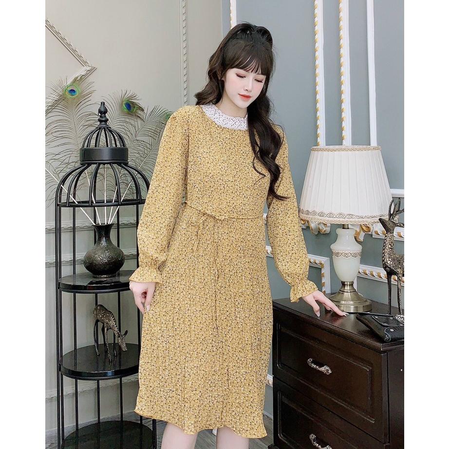 Váy bầu thu đông, đầm bầu dài tay thiết kế công sở Cao cấp, xếp ly dáng suông