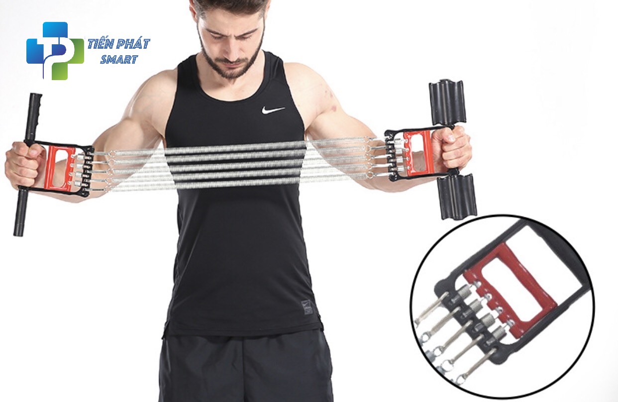 Dây Kéo Cáp 5 Lò Xo Titan Tập Thể Thao Đa Năng Có Bàn Đạp - Tập Cơ Ngực , Cơ Tay Tập GYM Hiệu Quả Tại Nhà