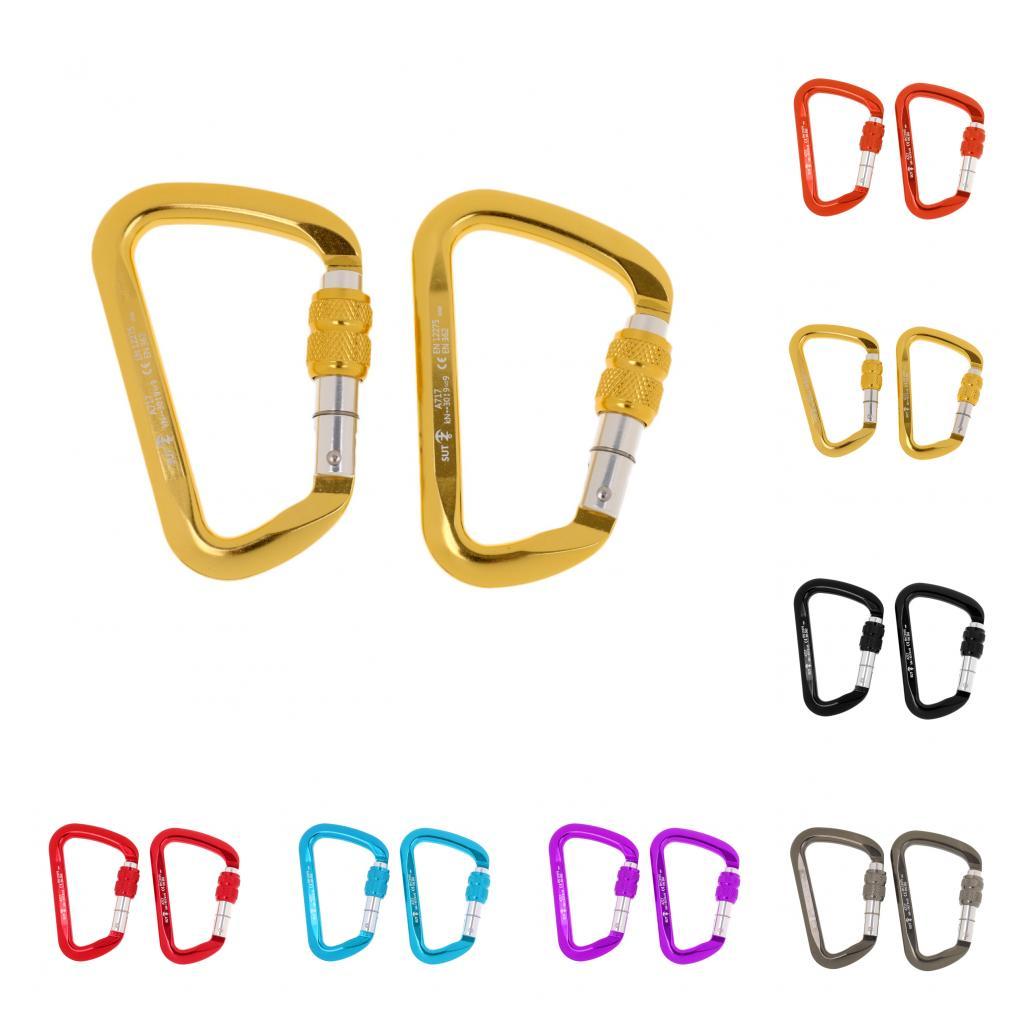 Aluminum D-Ring Carabiner Rock Climbing Screw Locking Karabiners 30KN Red