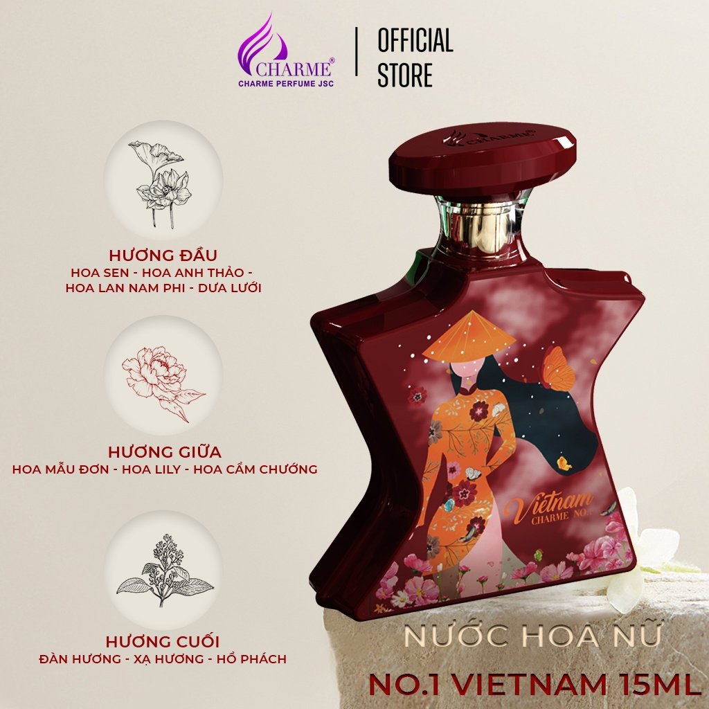 Nước Hoa Nữ CHARME N0.1 VIETNAM 15ml Hương Hoa Sen Nhẹ Nhàng Thanh Mát Tinh Tế_Nước hoa Chính Hãng